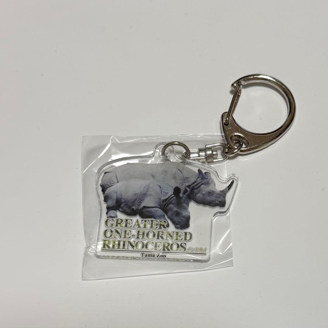 Tama Zoological Park Indian Rhinoceros Acrylic Keychain Gacha