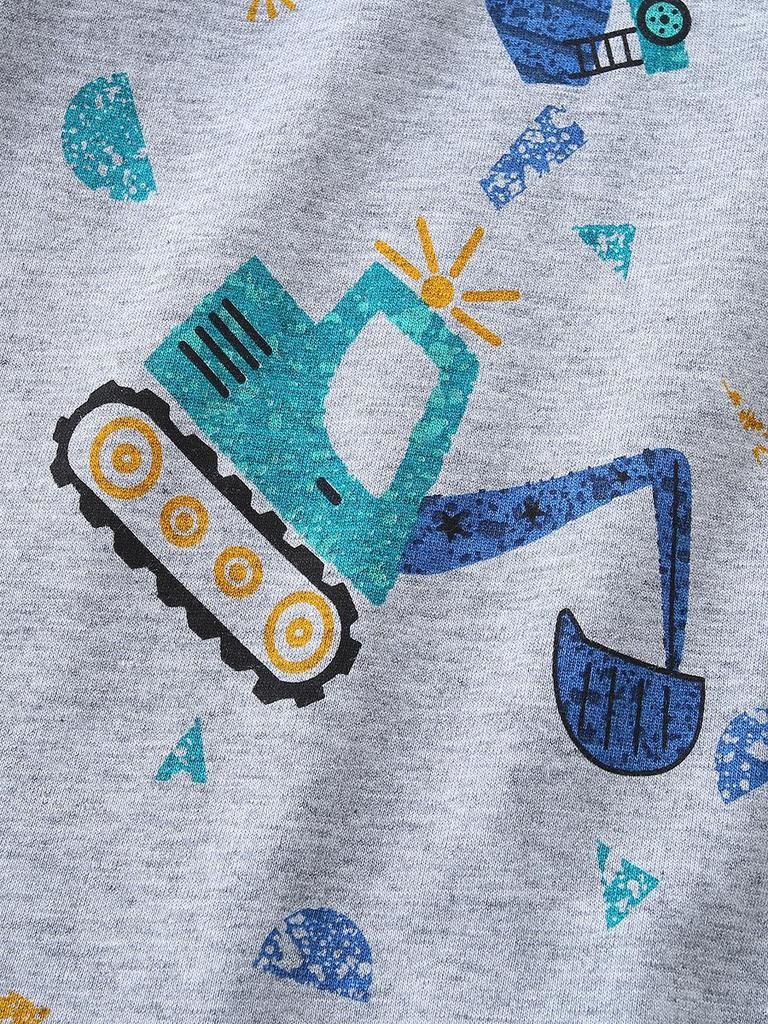 Boys' Short Sleeve Cartoon Car Print Knit Cotton T-shirt