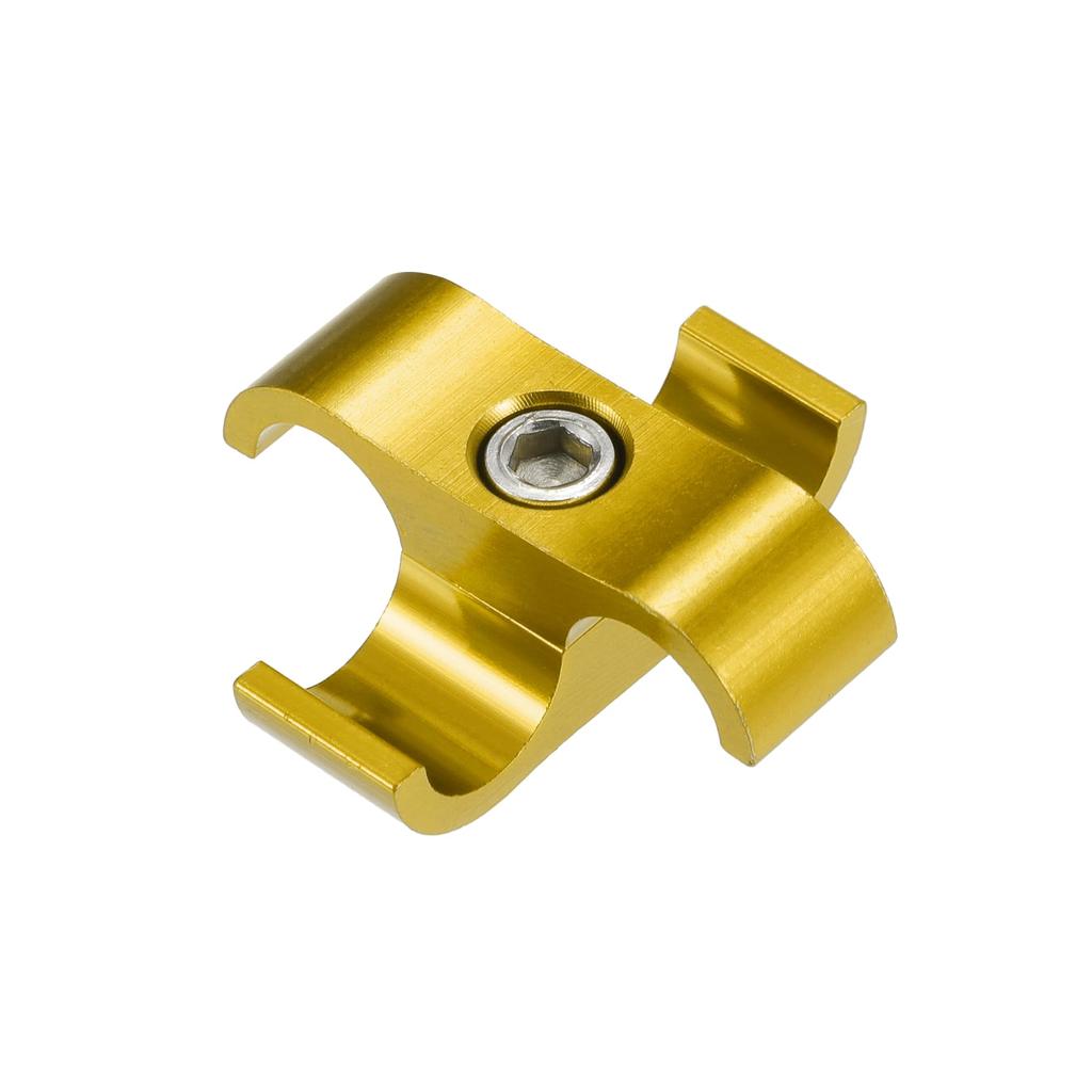 X AUTOHAUX 3pcs Car AN4 11mm Hose Separator Clamp Hose Clamp Fuel Line Connector Aluminum Alloy Blacket Gold Tone
