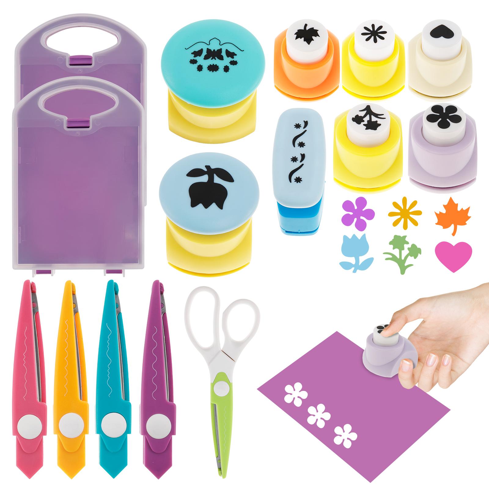 

Kids DIY Puncher Craft Set Creative Craft Scissors Punch Set Educational Craft Scissors Set Portable Craft Hole Punch Set Crafts