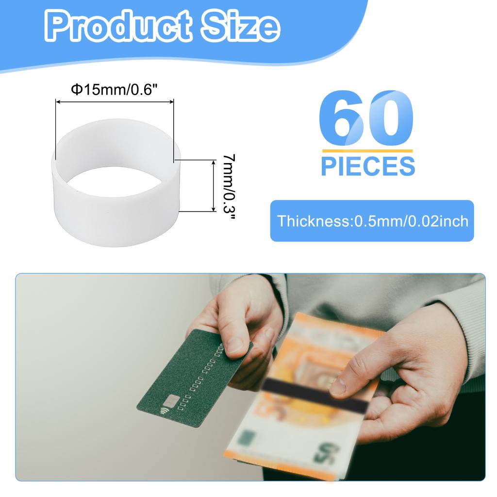 60pcs Silicone Rubber Bands 6/8/10/12/15mm Rubber Bands Rings Cable Ties Strong Elastic Bands Non-Slip Cord Wrapping Bag Wraps