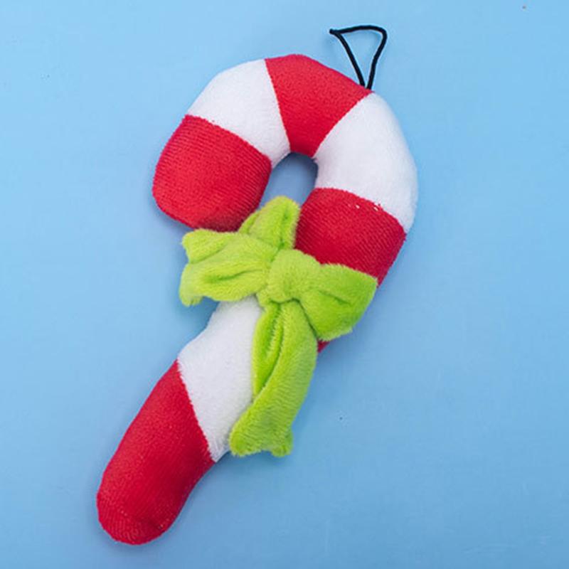 Christmas Candy Squeak Pet Dog Toy Puppy Plush Christmas Crutches Toys Bite Resistant Chewing Interactive Dog Toy Pet Supplies
