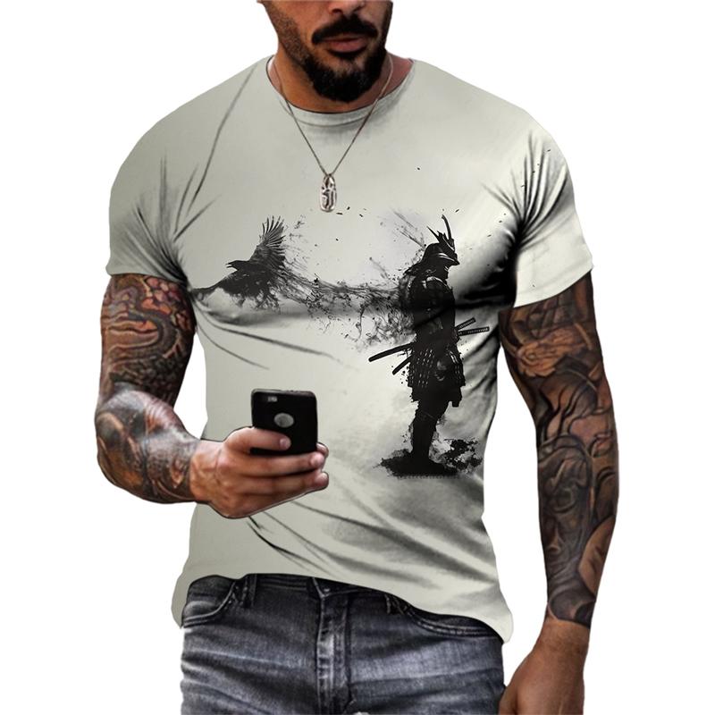 Estate Retro Cool Warrior magliette grafiche per uomo Moda Casual Personalità Tough Guy 3D stampato O-Collo Manica corta Tees Tops