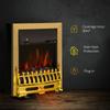 Camino Elettrico con Riscaldamento, Camino Elettrico con Effetto Fiamma a LED, Camino Decorativo 1000/2000W, Stufa da Incasso Elettrica, Oro
