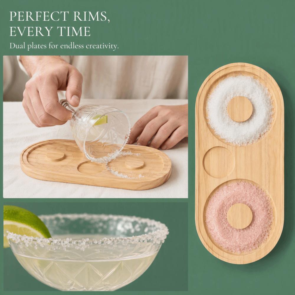Portable Double Plate Salt Rimmer Set Spice Container Glass Rimmer Tool Cocktail Rimmer Holder Margarita Making