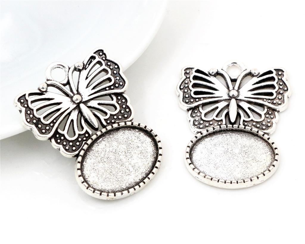 10 Stück 13x18mm Innengröße Einfacher ovaler Anhänger im Vintage-Stil Cameo Cabochon Rohling für Charms Anhänger Halskettenzubehör