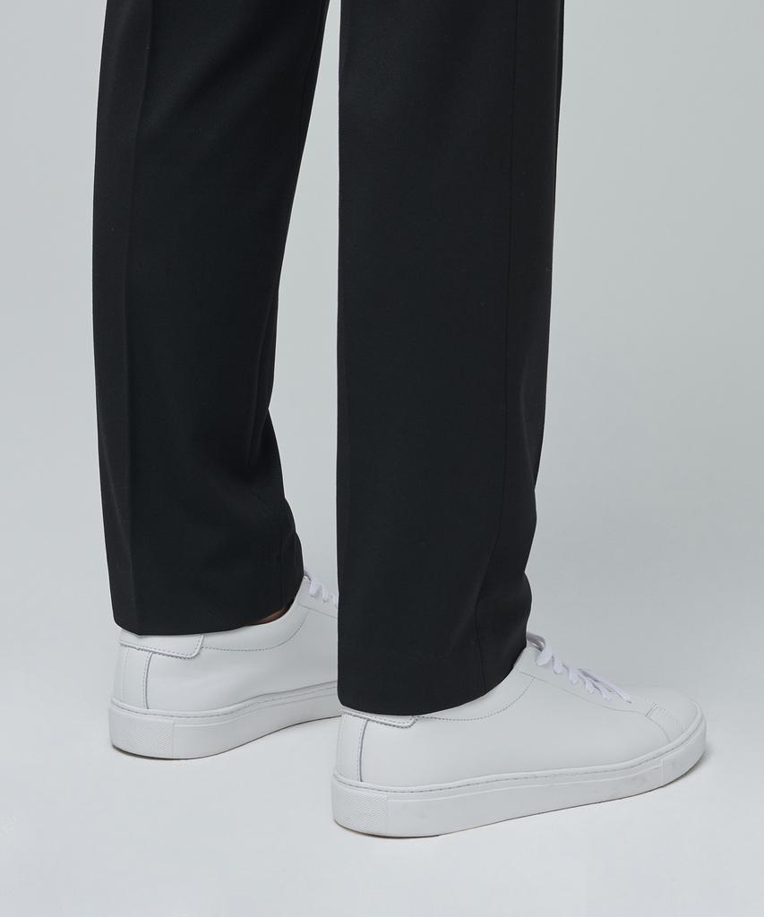 MUSINSA STANDARD Heavyweight Fleece-Lined Tapered Hidden Elastic Waist Length Slacks [Black]