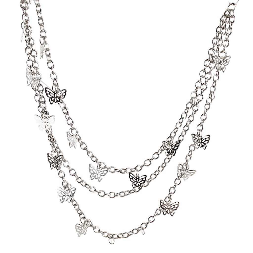 Hollow out Butterfly Shape Pendant Pant Chains Women Three Layer Street Trousers Hiphop Waist Chain Belt for Jeans