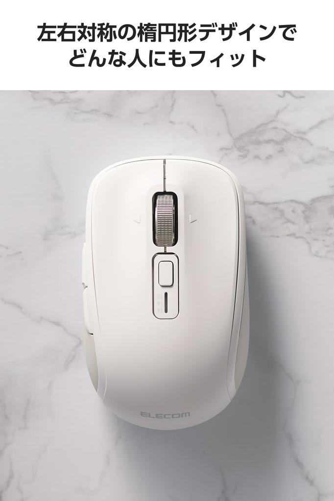 ELECOM Wireless Mouse Bluetooth Scroll Tilt Medium White OSMOD8, Silent, 2.4GHz, 3-Device Multi-Pairing, High-Speed + Wheel, Size, (M-MY50MBSWH-G)