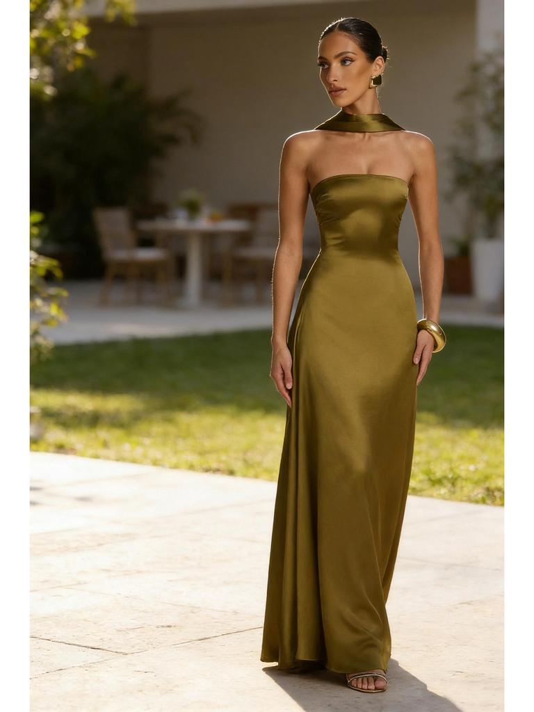 2026 European & American Women's Sexy Bodycon Backless Strapless Cinched Waist Evening Gown