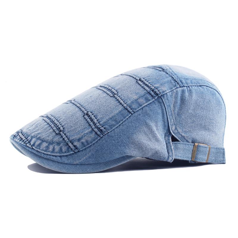 Washable Denim Duckbill Cap: Unisex Flat Cap & Newsboy Beret