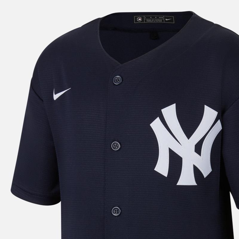 Nike X MLB Collaboration Kids New York Yankees Logo Pattern Single-Breasted Short Sleeve Sports Jersey Jacket Kids Jackets Dark-Navy DM9239-414