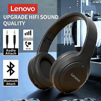 Lenovo Écouteurs Bluetooth Sans Fil Over-ear Pliables Casque Sans Fil pour Ordinateur Son Stéréo Casque de Jeu Android et iOS