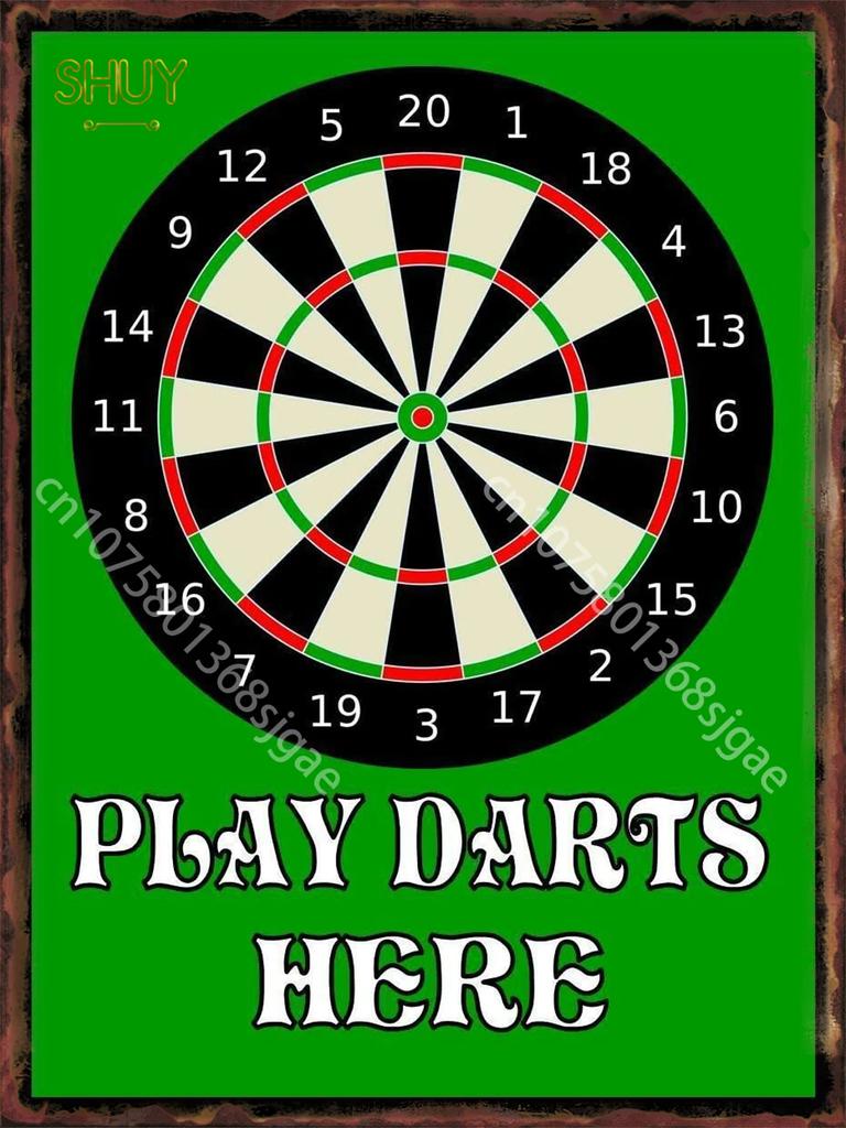 Vintage Darts Billiards Pinballs Metal Tin Signs - Bar Club Pub Wall Decor, Entertainment Venues Home Plaques