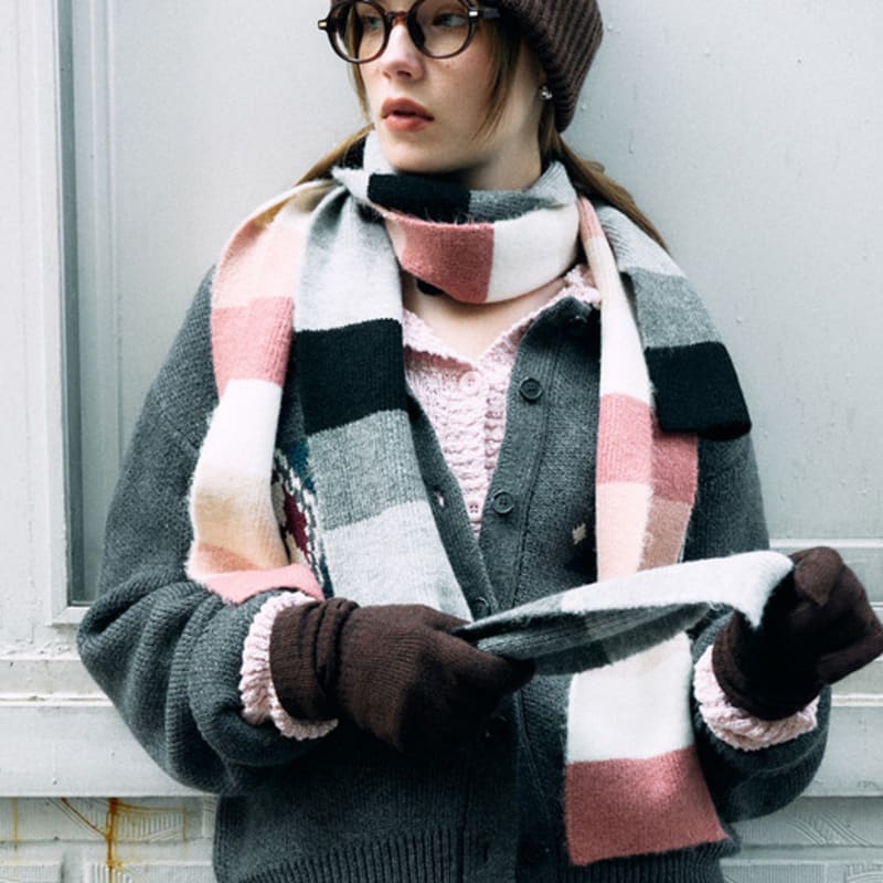 MONGDOL [3color] Striped Knit Muffler MDAC031