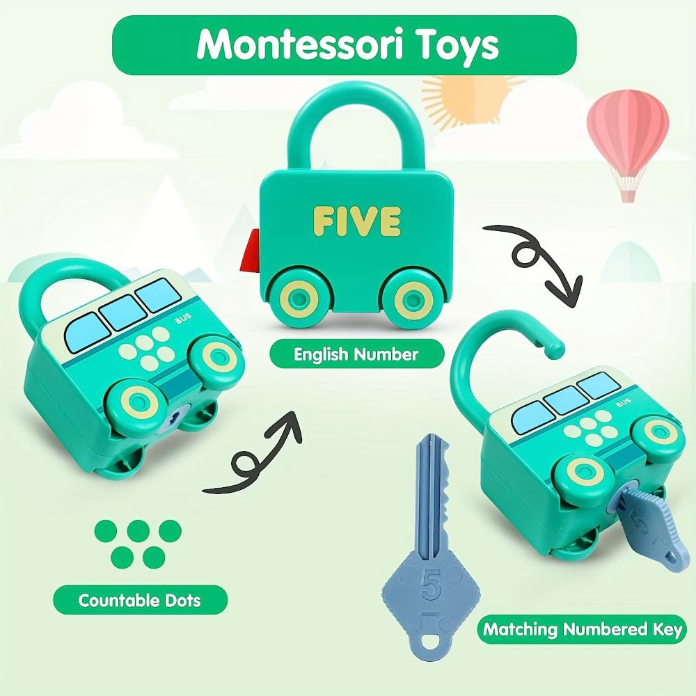 3 Pcs Montessori Educational Learning Toys, Sorting Matching Keys Sensory Car Toys Busy Board, Toddler Car Activity, Baby Gifts