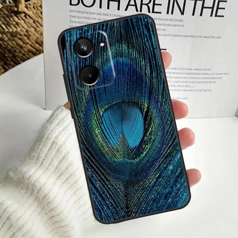 Bird Peacock Feather For Realme GT6 GT7 15 Pro 10 11 12 13 14 Pro Plus C55 C71 C75 C67 C63 C61 C53 C35 C65 Case