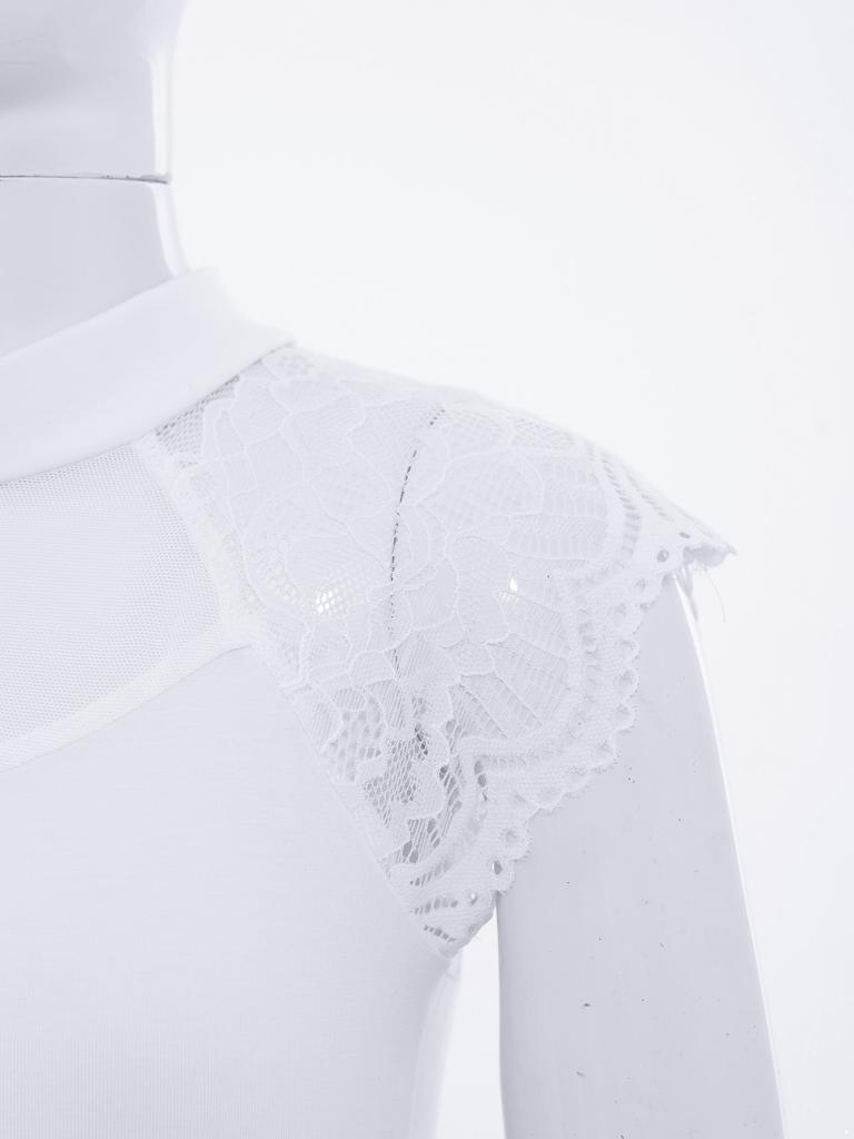 Girls Lace Cap Sleeves Dance Leotard Sheer Mesh Patchwork Cutout Bodysuit for Ballet Practice Exam