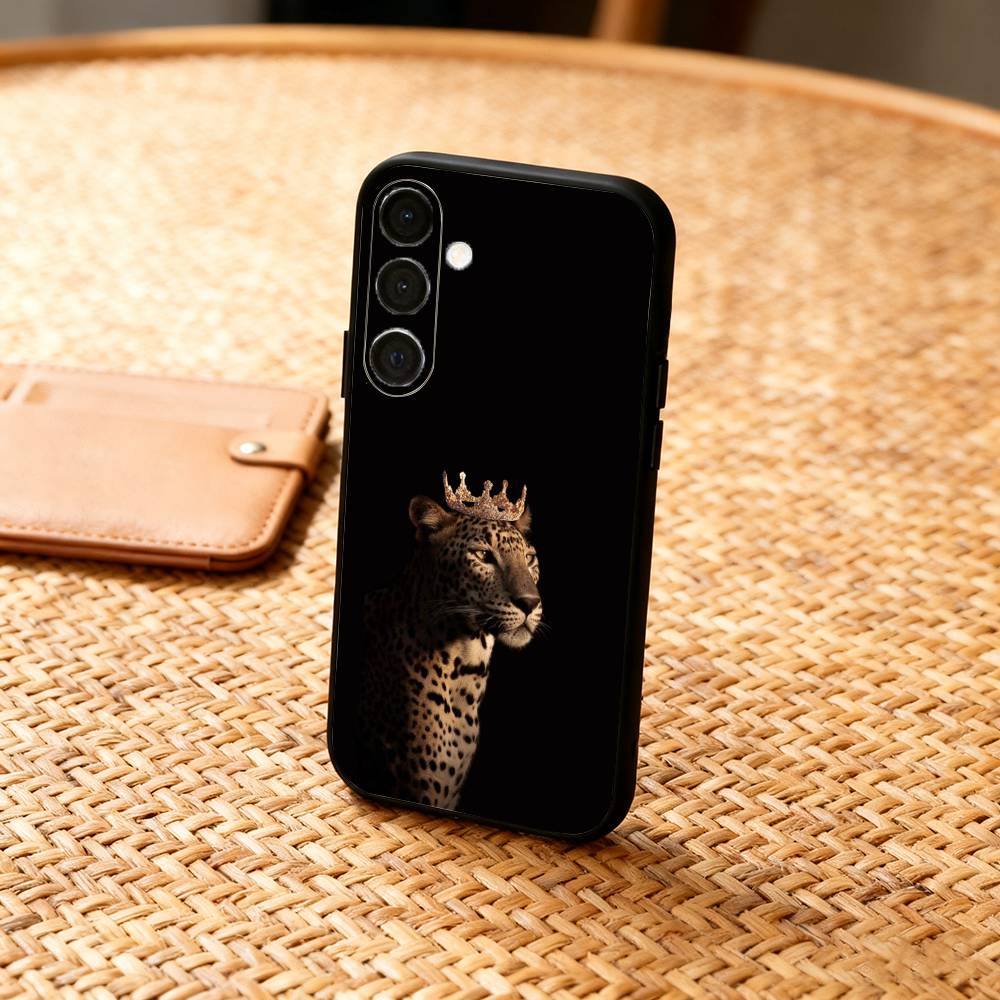 L-Luxury F-Fashion leopard Print  Phone Case For Samsung  A73,A21s,A22,A31,A32,A52,A53,A71,A80,Soft Black Shell