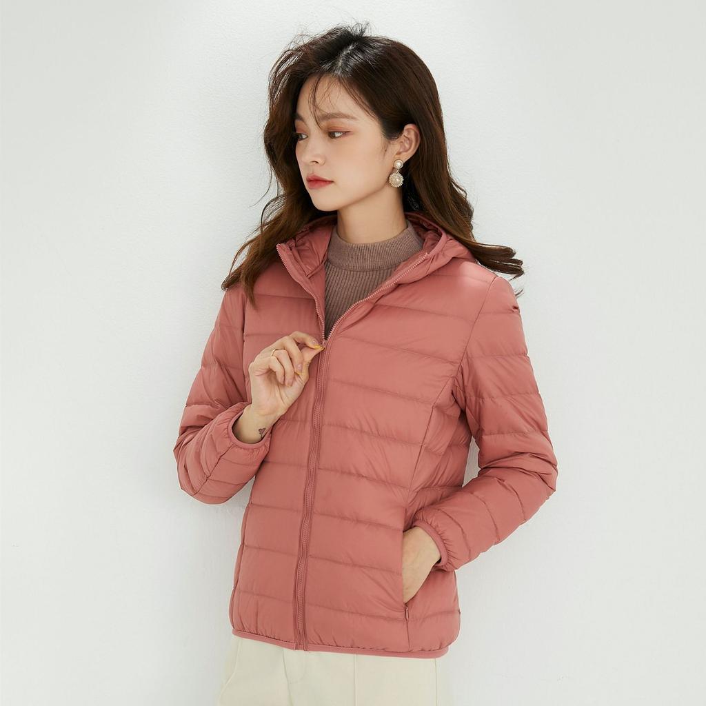 Down jacket women's light and thin autumn and winter new light white duck down short stand-up collar warm long-sleeved jacket