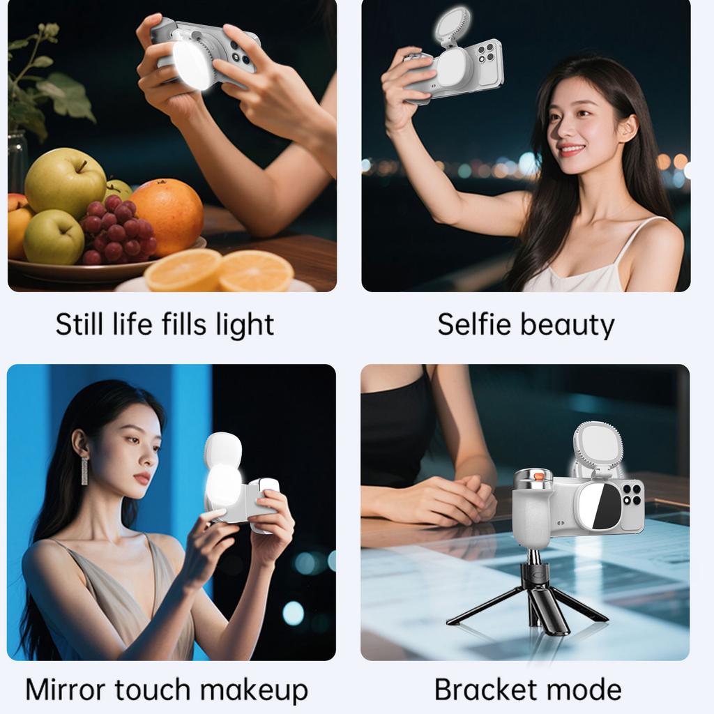 Magnetic Phone Camera Grip Smartphone Photo Holder Selfie Handle Snap with Wireless Shutter Key White