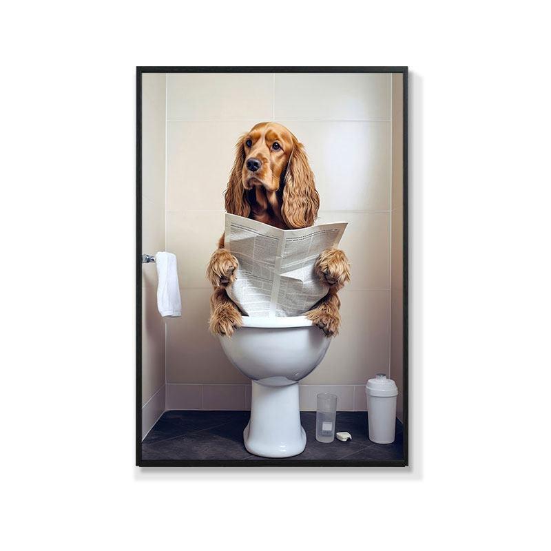 Retro Creative Animal Bathroom Canvas Painting Lion Cat Bar Toilet Bathroom Decoration Painting for Modern Living Room Asian Style Home Decor