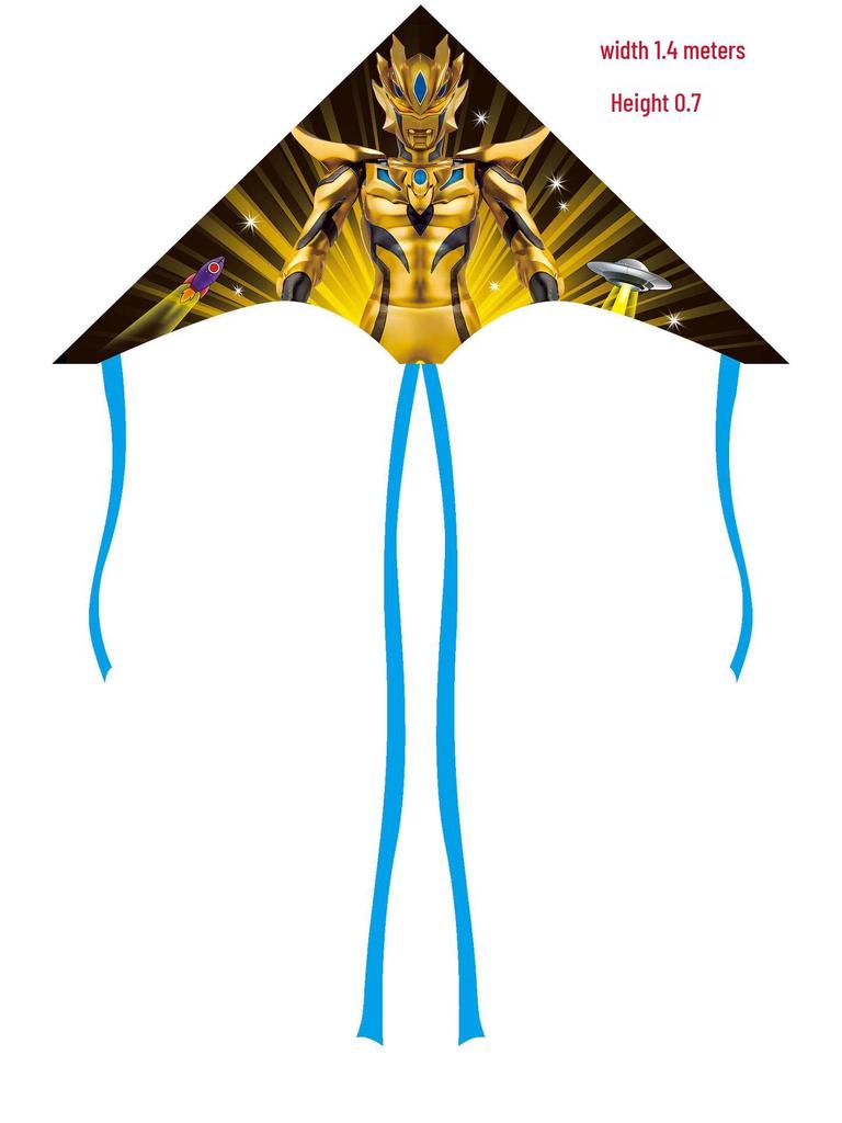 Weifang Cartoon Delta Double-Tail Kite: Handmade, Plaid, Easy-Fly, Curved Edge, Outdoor Toy for Kids