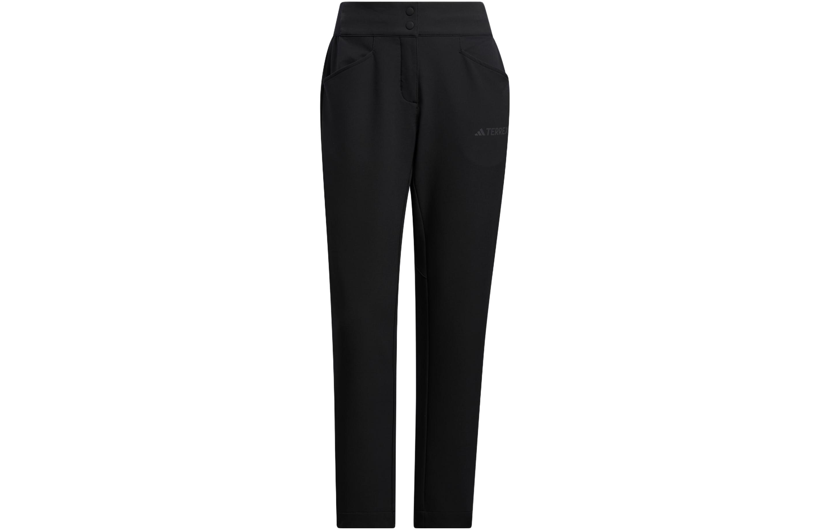 Adidas Knitted Sweatpants Women s Black Moderate Straight Fit Pants IC7987 S
