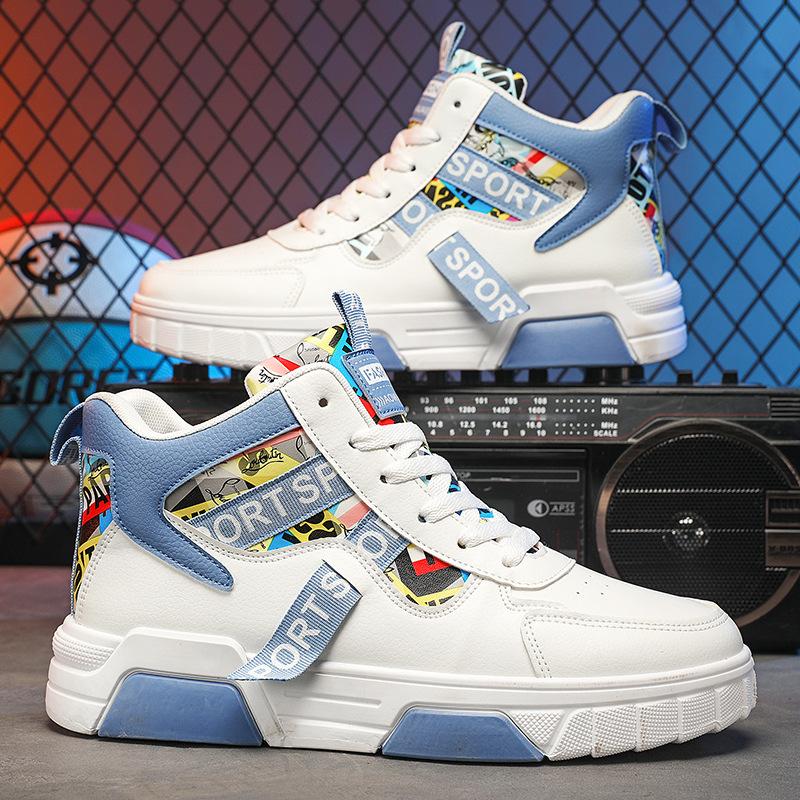 Outdoor Men's Autumn and Winter New Fashion Lightweight Leather Board Shoes Versatile Simple High-top Shoes