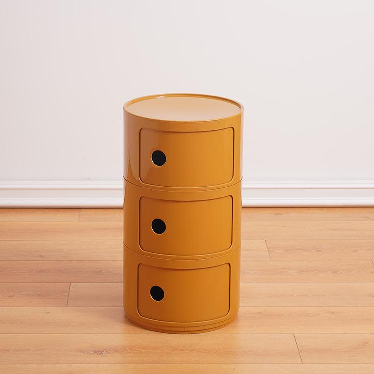 Nordischer runder weißer minimalistischer Nachttisch - Moderner Mini-Seitenkasten aus Kunststoff