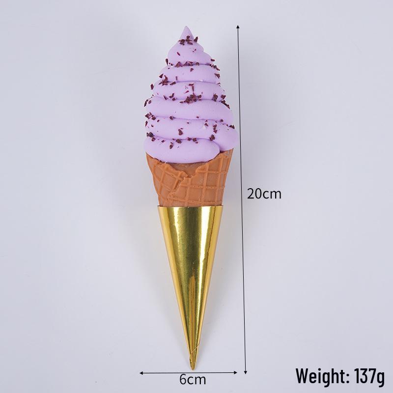 PVC Chocolate Chip Ice Cream Model 20CM - Large Fake Cone Display for Decoration and Photography