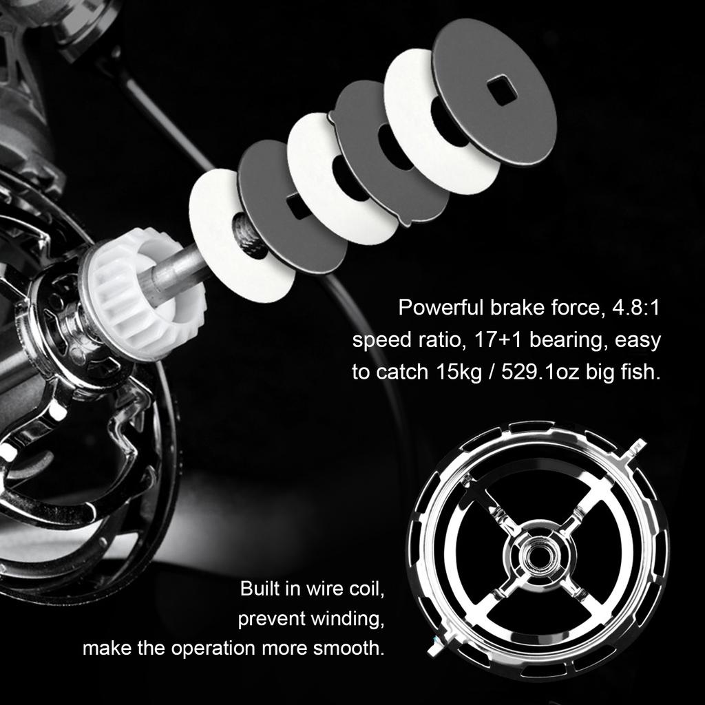 4.8:1 Spinning Fishing Reels Strong Braking Force All Metal Long Throw Fishing Line WheelNGK8000
