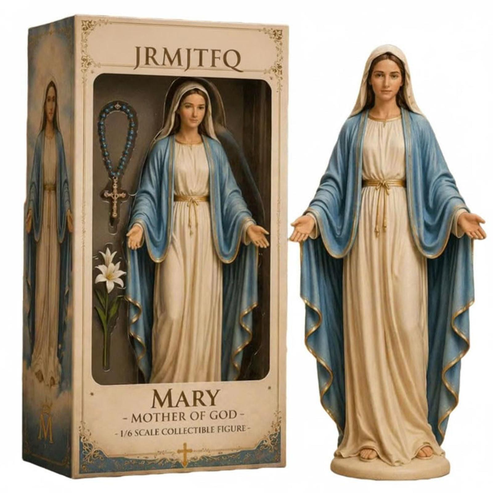 Virgin Mary Sculpture Catholic Religious Mother Statue Resin Virgin Mary Collectible Figure for Christian Prayer Gift Home Decor