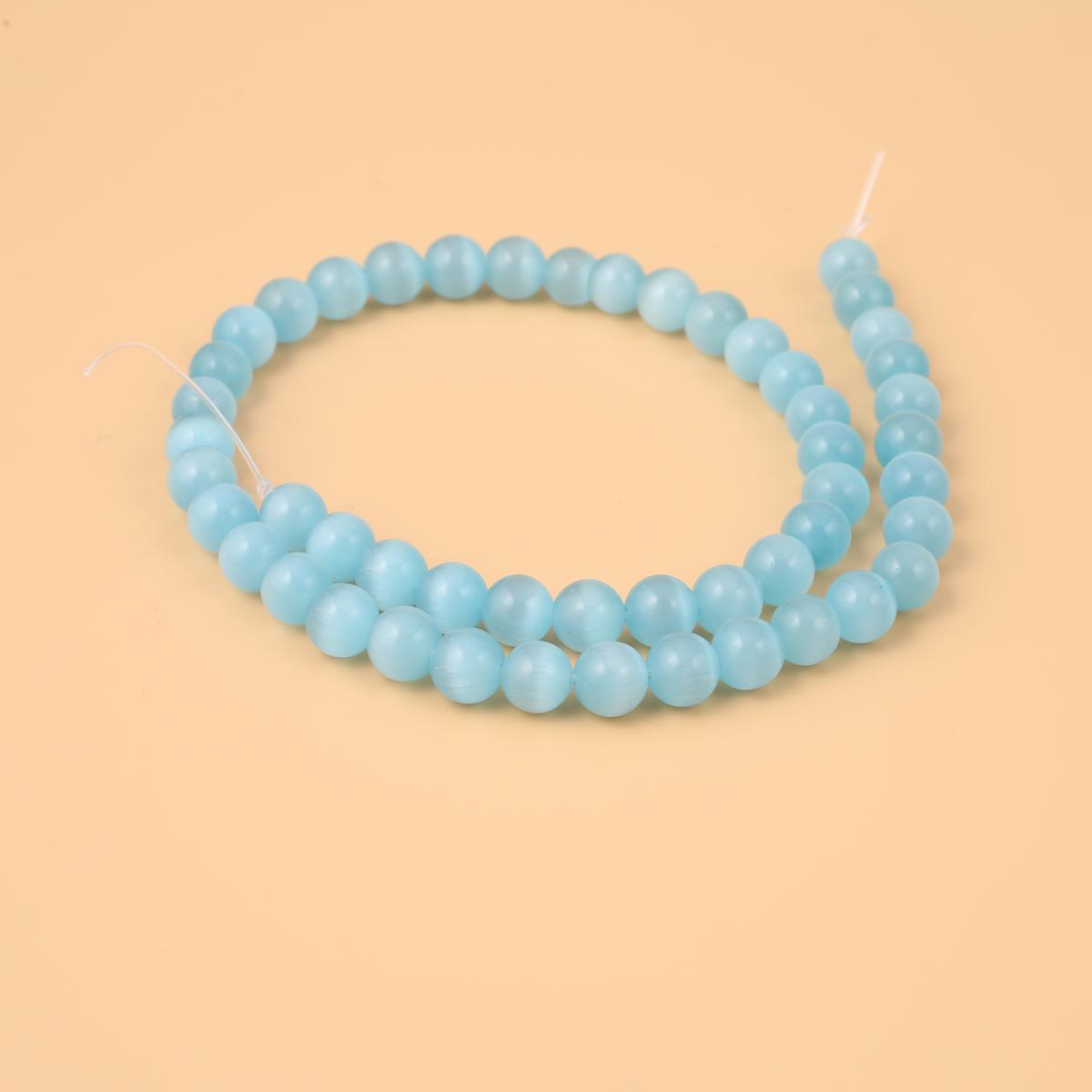 

1 нить бусины из натурального камня 8 × 8 мм, круглые бусины «кошачий глаз», свободные бусины-разделители для изготовления ювелирных изделий своими руками, женские мужские ожерелья, браслеты, аксессуары, ремесло 38 см Cat Eye Stone/8×8mm