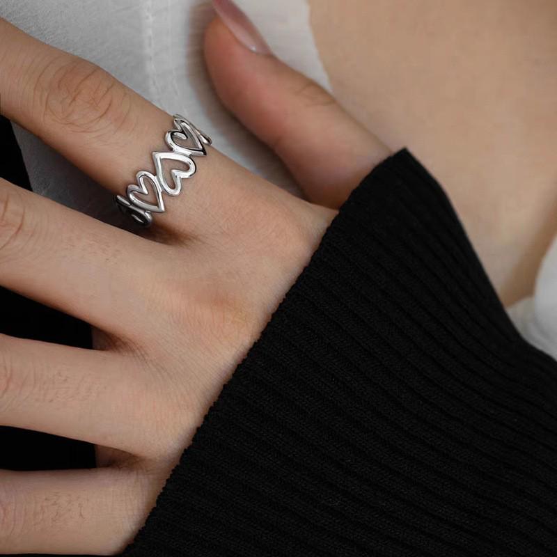 Adjustable Heart Ring: Women's 925 Sterling Silver, Retro Minimalist Style, Index Finger Fashion