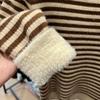 Sweater for Women Autumn Winter Thickened Warm Knitted Stripes Stretchy Long Sleeve Tops