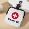 Red Cross & "Oh Shit Kit" Print Coin Purse with Safety Buckle & Zipper Pocket - Multifunctional Storage Bag for Coins, Keys, Cards - Compact Organizer