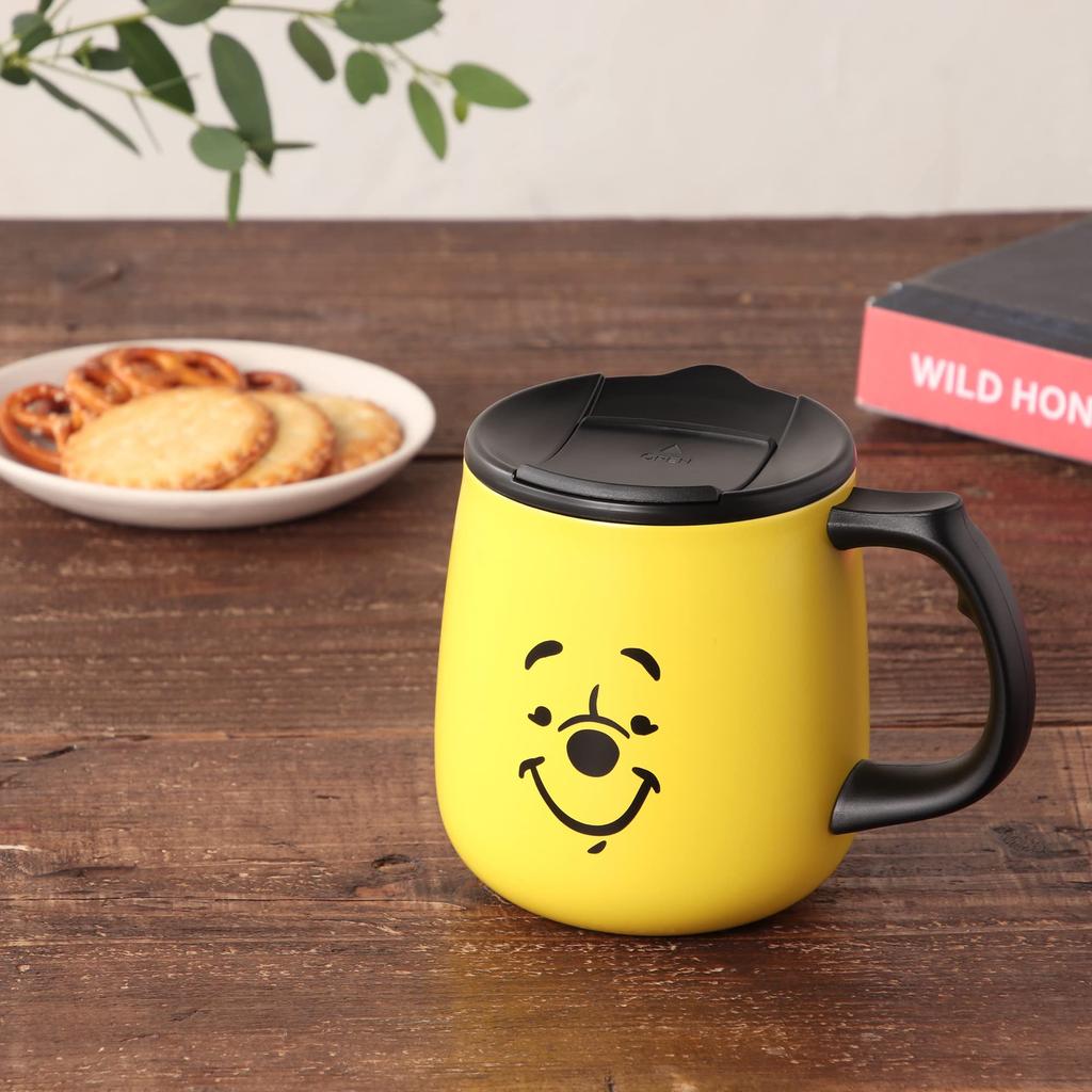 Maebata Winnie the Pooh Stainless Steel Mug with Lid Face Mug Boxed Insulating Structure Thermo Stainless Steel 300ml Disney 52822 Thermal/Cold D-WP33