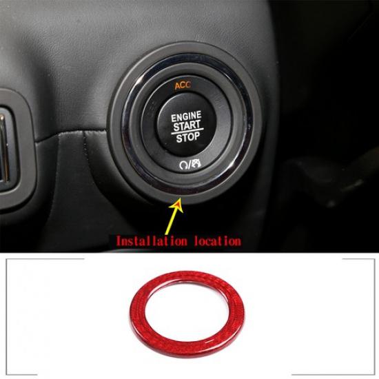 Red Carbon Fiber Engine Start Stop Ring Trim Cover For Maserati Ghibli 14-21