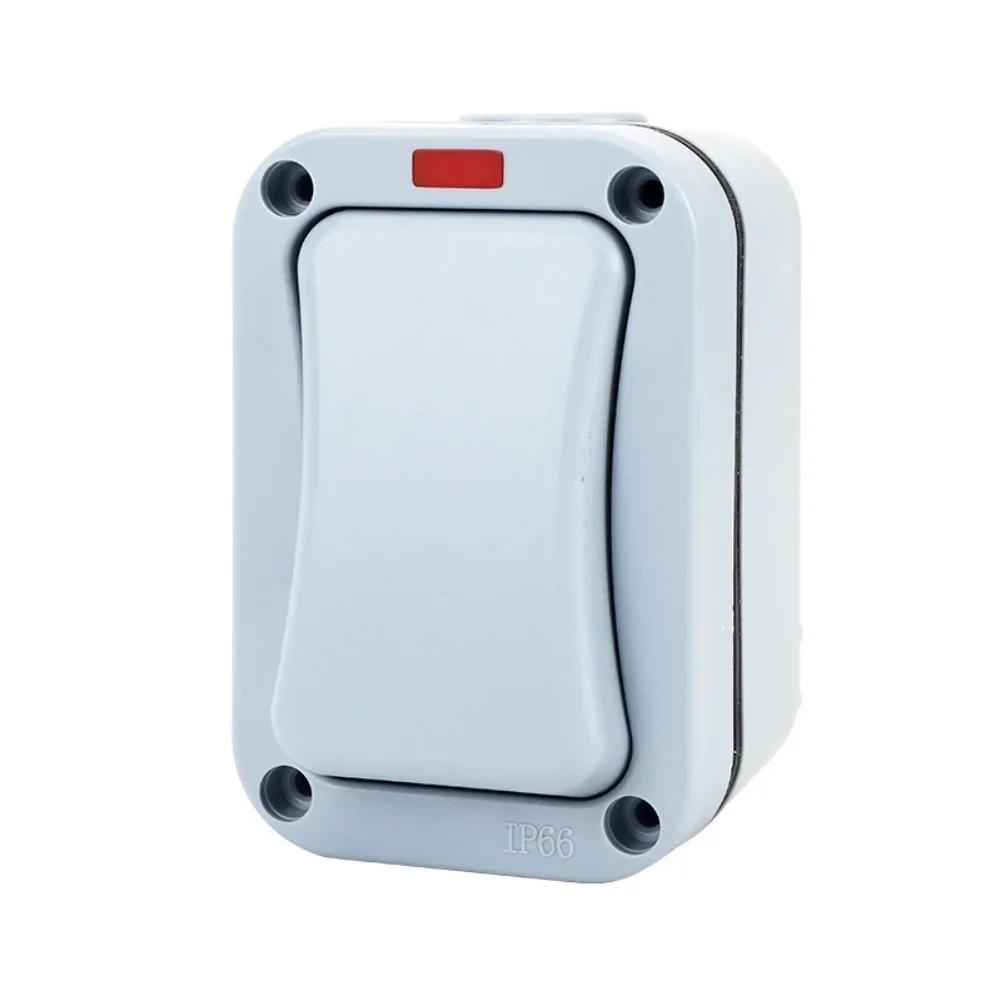 Outdoor Light Switch 1 Gang Wall Mount with LED Indicator IP66 Waterproof Rated for Garden and External Electrical Use