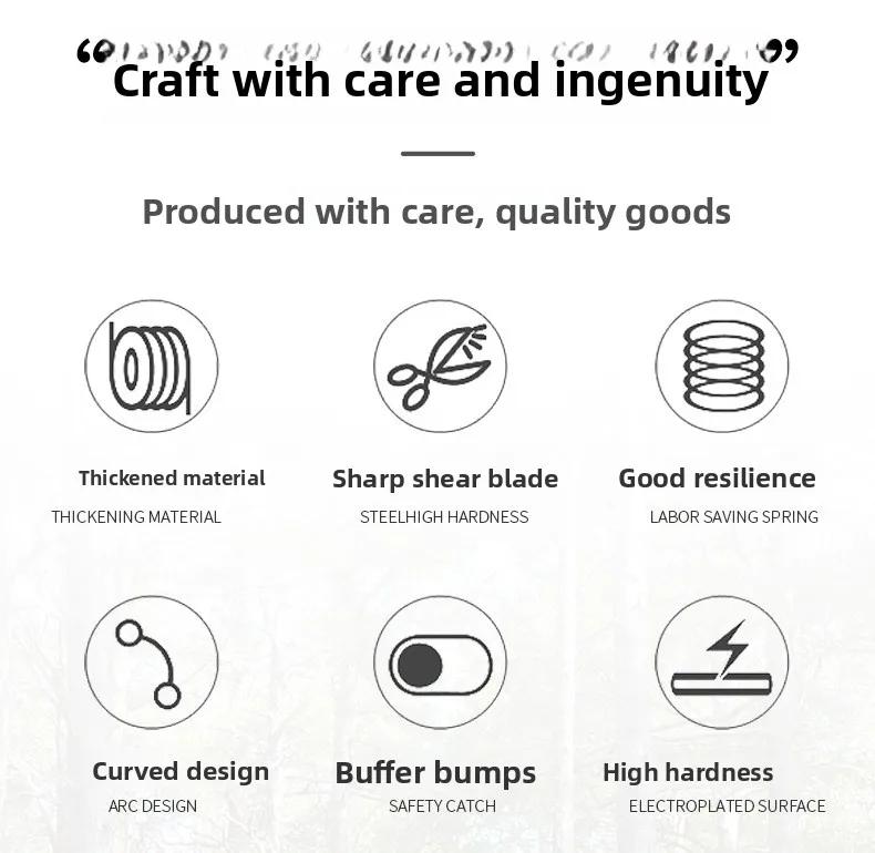 190mm Straight Head Pruning Shears Non-slip HandleStainless Steel Outils Manuels Household Bonsai Garden Scissors Pruing Shear