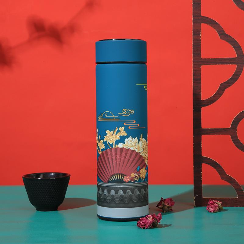 Retro Chinese Thermos Cup: 304 Stainless Steel with Smart Temperature Display and Artistic Design - Ideal Business Gift