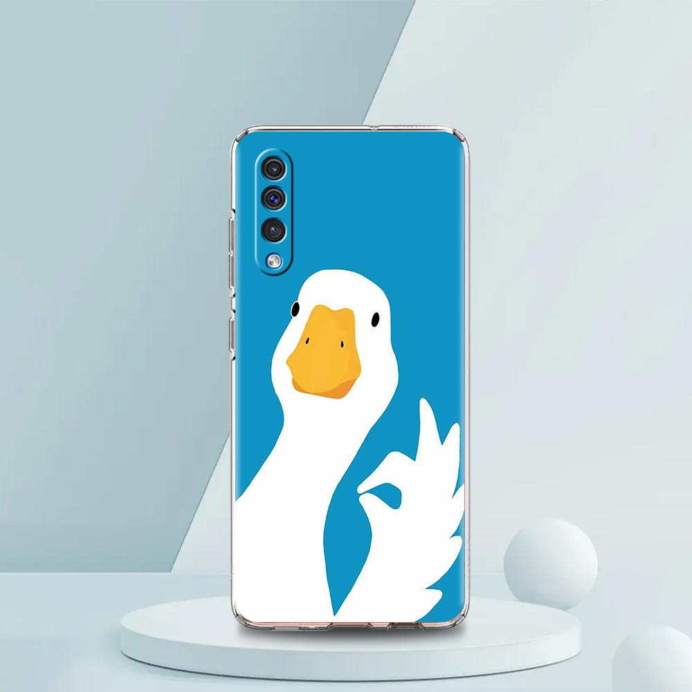 Cute Goose Duck Game Luxury Transparent Phone Case for Samsung Galaxy A12 A02 A03S A50 A70 A40 A10 A20 A30 Cover Silicone Shell