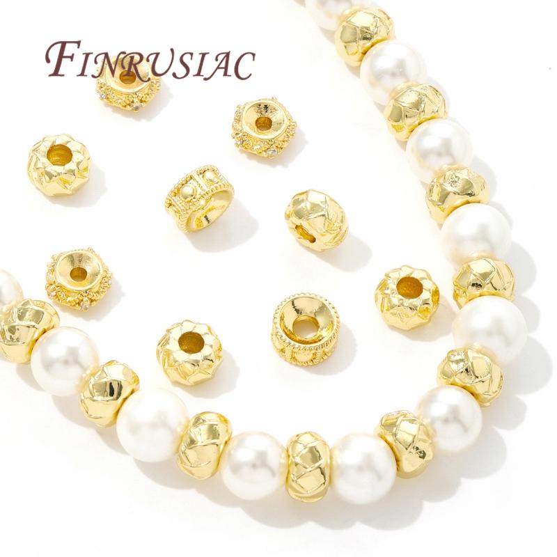 18K Gold Plated Brass Spacer Beads For Bracelets Accessories,Separator For Beads,DIY Jewelry Making Supplies,Round Metal Bead
