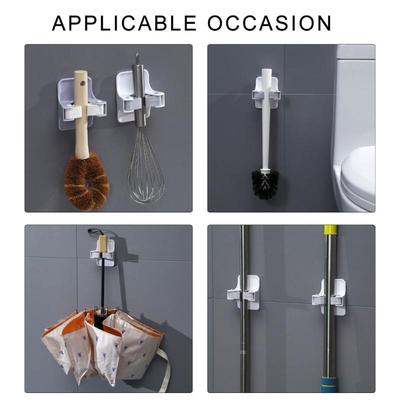 Set of 4 Mop Broom Holder Adhesive Wall for Mops Space Saving Mops Handle Hanger Cleaning Tool Shelf