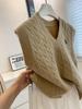 Retro Cable Knit V-Neck Sleeveless Vest for Women - Autumn/Winter Layering