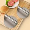 Stainless steel round hamburger press plate with handle, cooked meat steak mashing machine, board burning kitchen artifact