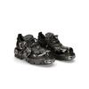 2022 Flame-Carved Retro Punk Leather Low-Tops - Thick-Soled, Metal Accents