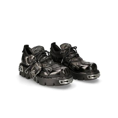 Scarpe Basse in Pelle Retro Punk Intagliate a Fiamma 2022 - Suola Spessa, Dettagli Metallici
