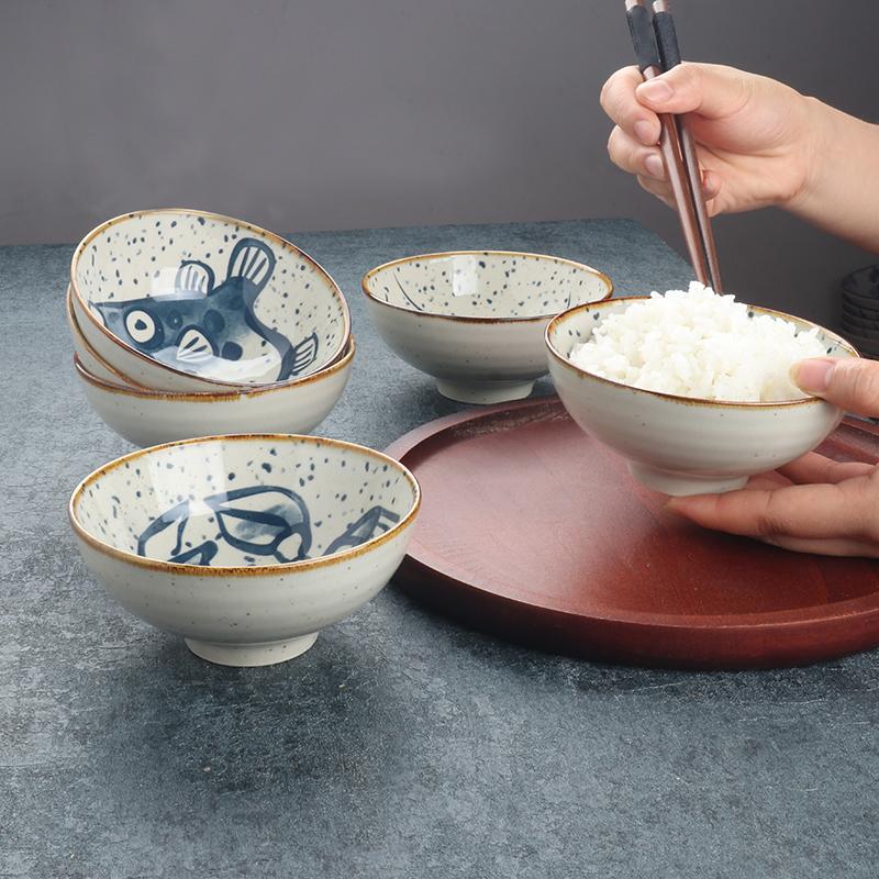 Japanese household ceramic rice bowl noodle bowl soup bowl dessert bowl Korean ice bowl creative retro tableware hat